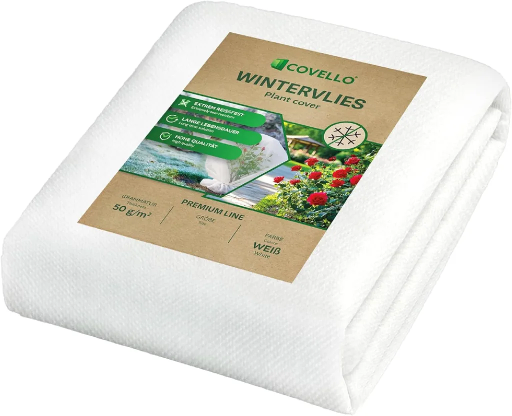 Covello Winterschutz für Pflanzen außen – Wintervlies 50g/m² – Winterschutzvlies für Kübelpflanzen – Gartenvlies Frostschutzvlies 160m² (100m x 1,6m) – Reißfest, UV-beständig – Frostschutz Pflanzen