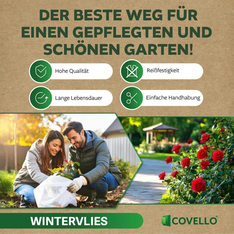 Covello Wintervlies für Pflanzen – Frostschutz 50g/m² – 330m x 1,6m = 528m²– Gartenvlies Winterschutz für Kübelpflanzen – Reißfest & UV-stabil – Winterschutzvlies Pflanzen außen Frostschutzvlies – Bild 5