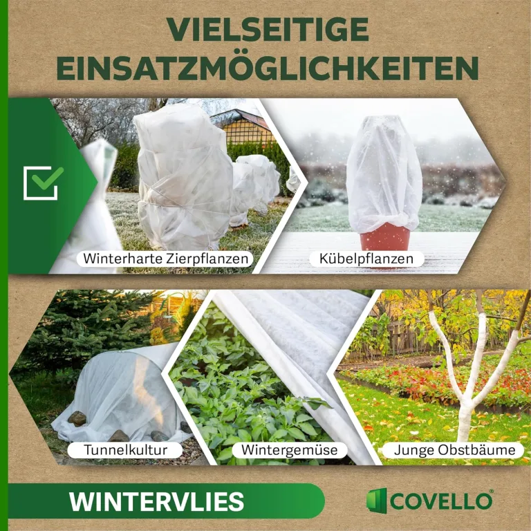 Covello Wintervlies für Pflanzen – Frostschutz 50g/m² – 330m x 1,6m = 528m²– Gartenvlies Winterschutz für Kübelpflanzen – Reißfest & UV-stabil – Winterschutzvlies Pflanzen außen Frostschutzvlies – Bild 7