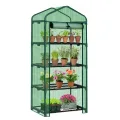 LEADZM Gewächshaus mit UV-beständiger PE-Gitterfolie，4 Metallablagegittern, Sturm-Winterfest, Schutz vor Kälte,Frost, Anzucht für Tomaten & Pflanzen, Balkon Garten (Transparent, 69 x 48 x 157 cm) - Thumbnail 10