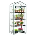 LEADZM Gewächshaus mit UV-beständiger PE-Gitterfolie，4 Metallablagegittern, Sturm-Winterfest, Schutz vor Kälte,Frost, Anzucht für Tomaten & Pflanzen, Balkon Garten (Transparent, 69 x 48 x 157 cm) - Thumbnail 1