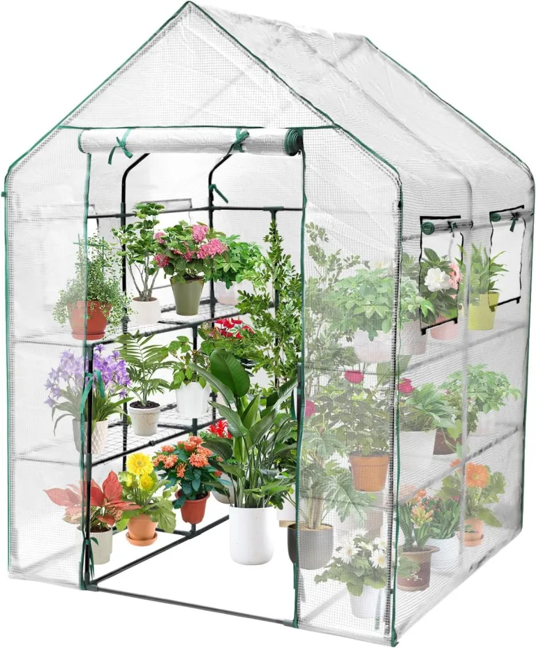 Gewächshaus, 100*50*150 cm Überwinterungszelt für Pflanzen, Foliengewächshaus mit Gitternetzfolie, Hochbeet mit Abdeckung, Anzuchthaus für Tomaten, Gemüse, Obst, Blumen, Garten, Balkon, Weiß – Bild 8