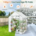 Gewächshaus, 143*143*195 cm Überwinterungszelt für Pflanzen, Begehbarers Foliengewächshaus mit Gitternetzfolie, Hochbeet mit Abdeckung, Balkongewächshaus, für Garten zur Aufzucht, Weiß - Thumbnail 6