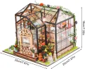 Miniatur Häuser Bastelset für Erwachsene | Gewächshaus Bauset mit Möbeln und Werkzeugkleber - Handgemachtes Gewächshaus aus Holz für Bastelprojekte - Deko Geschenk Geburtstag Weihnachten - Thumbnail 5