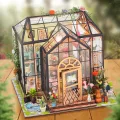Miniatur Häuser Bastelset für Erwachsene | Gewächshaus Bauset mit Möbeln und Werkzeugkleber - Handgemachtes Gewächshaus aus Holz für Bastelprojekte - Deko Geschenk Geburtstag Weihnachten - Thumbnail 3