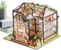 Miniatur Häuser Bastelset für Erwachsene | Gewächshaus Bauset mit Möbeln und Werkzeugkleber - Handgemachtes Gewächshaus aus Holz für Bastelprojekte - Deko Geschenk Geburtstag Weihnachten - Thumbnail 1