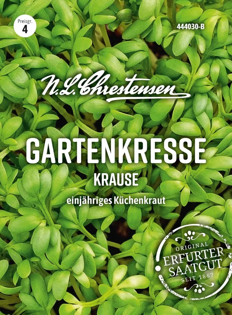 Chrestensen Gartenkresse Krause Samen 50g - Ganzjährig im Zimmer - Ernte nach 14 Tagen - Vitaminreich pikant - Für Fensterbank Küche - Lepidium sativum - Samenfest – Bild 1