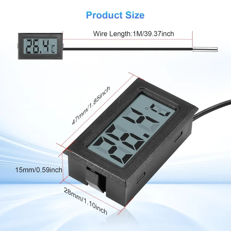 Digital LCD Thermometer Temperatur,APKLVSR Mini Thermometer Temperatur Tester mit Externem Sensor für Kühlschrank,Gefrierschrank, Aquarium(3 Stück) – Bild 5