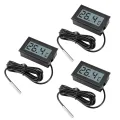 Digital LCD Thermometer Temperatur,APKLVSR Mini Thermometer Temperatur Tester mit Externem Sensor für Kühlschrank,Gefrierschrank, Aquarium(3 Stück) - Thumbnail 1