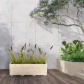 Blumentopf Holz - Pflanzkübel Übertopf Blumenkasten - mit DREI Kunststoffeinsätzen Herausnehmbar - 91 x 33 x 32 cm - Naturholz 91KAN3332 - Thumbnail 3