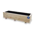 Blumentopf Holz - Pflanzkübel Übertopf Blumenkasten - mit DREI Kunststoffeinsätzen Herausnehmbar - 91 x 33 x 32 cm - Naturholz 91KAN3332 - Thumbnail 6