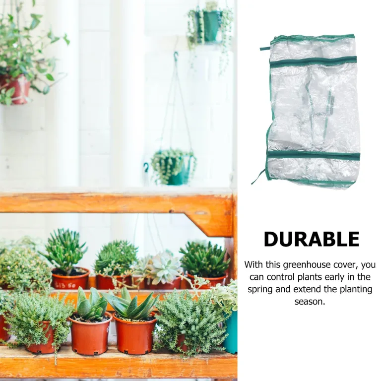Homoyoyo Mini Gewächshaus Ersatz PVC Abdeckung Frostschutzhaube für Garten Transparentes Anti Freeze Cover Tragbares Pflanzenzelt für Balkon Garten Terrasse Schutz vor Sonne und Kälte – Bild 9