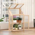 RELAX4LIFE 3 Etagen Frühbeet, Gewächshaus mit 3 Ablagen, Frühbeetkasten Holz Winterfest, Pflanzenbeet mit 2 Türen & Deckel, 69 x 58 x 121 cm, Treibhaus für Garten & Balkon - Thumbnail 10