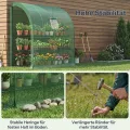 LARMNEE Wandseitiges Gewächshaus, Tomatengewächshaus mit 2 Rolltüren, 200 x 100 x 210 cm, PE Foliengewächshaus, Tomatenhaus für Blumen, Gemüse und Pflanzen, Balkon, Garten und Terrasse, Grün EGN72GH02 - Thumbnail 4