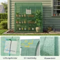 LARMNEE Wandseitiges Gewächshaus, Tomatengewächshaus mit 2 Rolltüren, 200 x 100 x 210 cm, PE Foliengewächshaus, Tomatenhaus für Blumen, Gemüse und Pflanzen, Balkon, Garten und Terrasse, Grün EGN72GH02 - Thumbnail 6