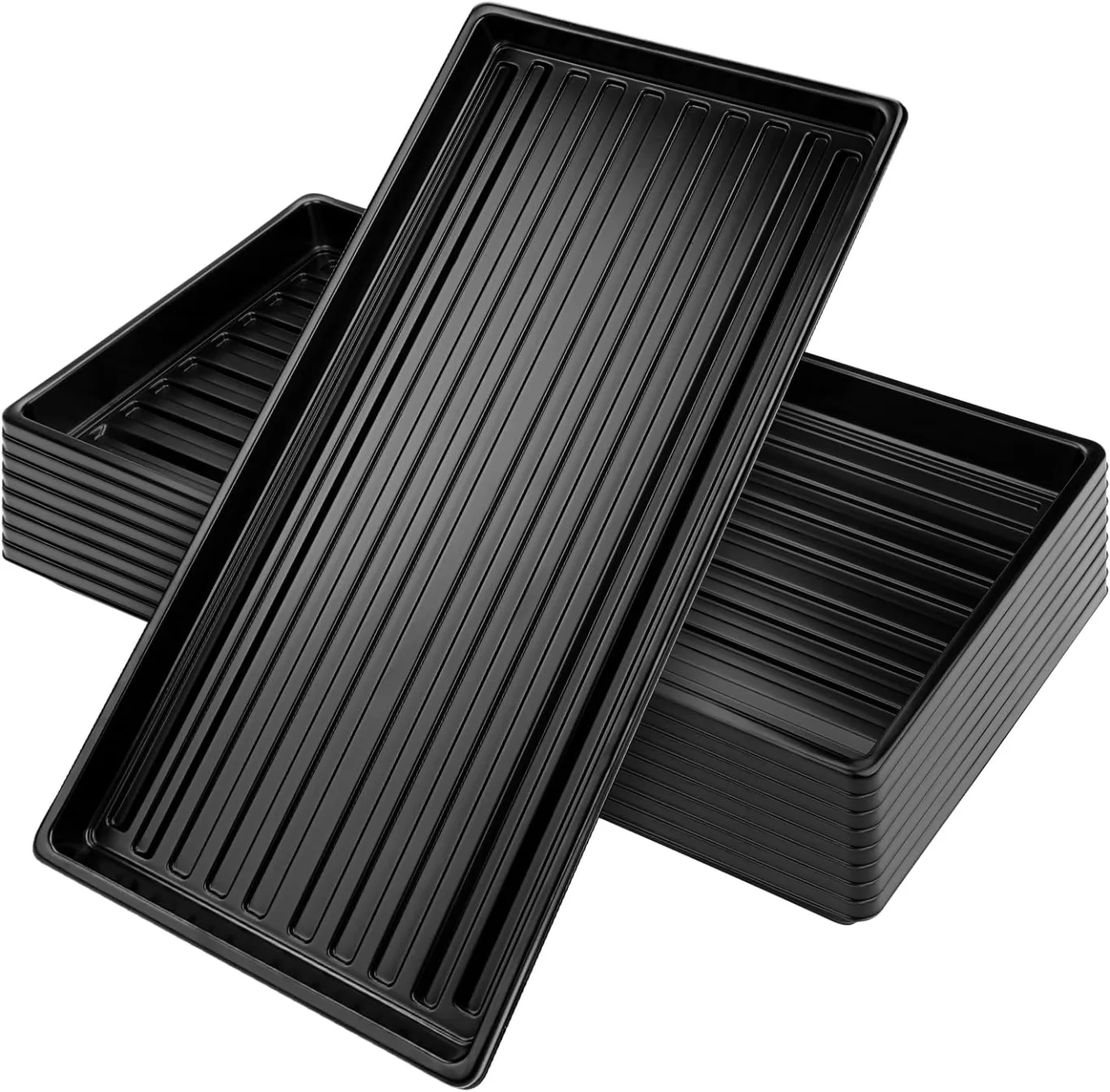 50.8x25.4x4 cm 8 Stücke Pflanzwanne Kunststoff Anzuchtplatte Seed Tray Kein Ablaufloch für Garten Terrassen Gewächshäuser Pflanzen - Bild 1