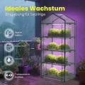 4-stöckiges Zimmergewächshaus mit LED-Wachstumslichtern, 68,5 x 48 x 157,5 cm, Mini-Gewächshaus, PVC-Abdeckung, dimmbar, 28 W Timer-Steuersystem für Saatgutstart und Pflanzenwachstum - Thumbnail 3