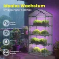 4-stöckiges Zimmergewächshaus mit LED-Wachstumslichtern, 68,5 x 48 x 157,5 cm, Mini-Gewächshaus, PVC-Abdeckung, dimmbar, 28 W Timer-Steuersystem für Saatgutstart und Pflanzenwachstum - Thumbnail 9