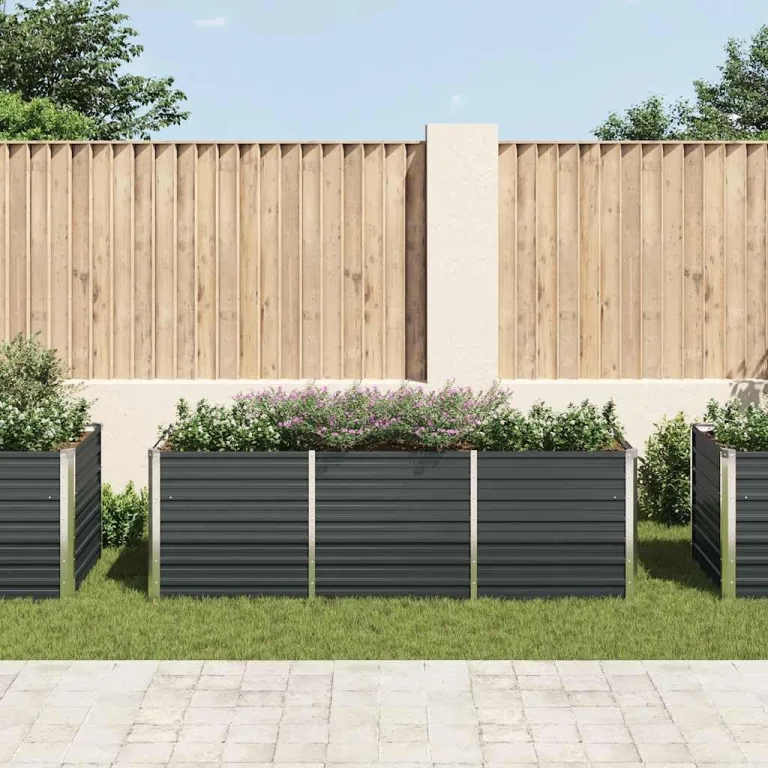 Hochbeet Metall Gartenbeet aus Verzinktem Stahl Pflanzbeet Wetterfest & Rostfrei Rechteckiges Gemüsebeet für Garten & Terrasse Anthrazit 240 x 80 x 77 cm – Bild 4