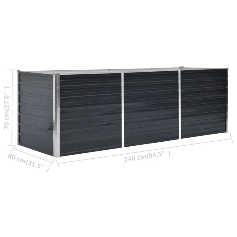 Hochbeet Metall Gartenbeet aus Verzinktem Stahl Pflanzbeet Wetterfest & Rostfrei Rechteckiges Gemüsebeet für Garten & Terrasse Anthrazit 240 x 80 x 77 cm – Bild 7