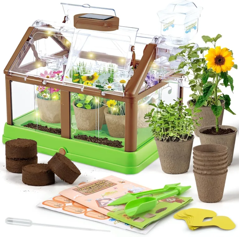 KAHEIGN Mini-Gewächshaus-Set für Kinder Gewächshaus, Pflanzkasten & Samen mit verbesserter Bewässerung – Mini Kindergärten Entdeckungsreiches Lernspielzeug für Jungen und Mädchen – Bild 1