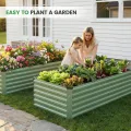 WILLOW WEAVE Hochbeete für Garten, verzinkte Stahl-Planter im Freien zum Anpflanzen von Gemüse, Blumen und Kräutern, 240x90x60 cm, Olivgrün - Thumbnail 7