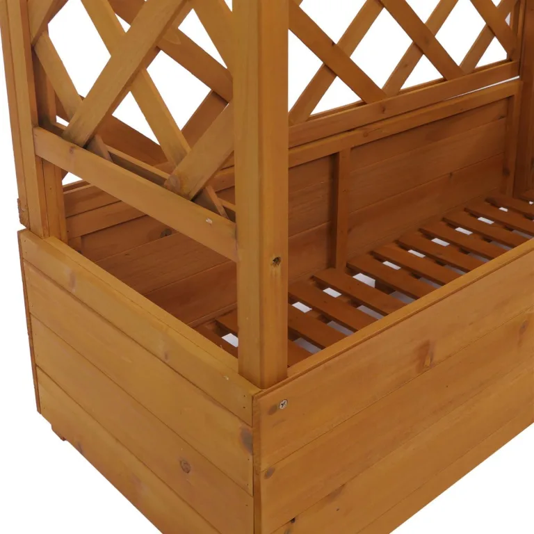 Hochbeet HWC-P66, Pflanz-/Blumenkasten Pflanzkübel Rankgitter Rankhilfe Spalier Holz FSC® 138x110x44cm - Natur – Bild 7