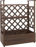 Hochbeet HWC-P67, Pflanz-/Blumenkasten Pflanzkübel Rankgitter Rankhilfe Spalier Holz FSC® 114x85x44cm - braun - Thumbnail 4