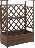 Hochbeet HWC-P67, Pflanz-/Blumenkasten Pflanzkübel Rankgitter Rankhilfe Spalier Holz FSC® 114x85x44cm - braun - Thumbnail 7