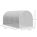 Outsunny Tunnel Gartengewächshaus 8m², Tunnel Gartengewächshaus 400x200x200cm mit Metallrahmen, 1 Tür und 6 Fenstern, für Außenbereich, Gemüse, Obst, hochdichte PE-Plane 140 g/m², weiß - Thumbnail 7