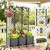 SUNYRISY Hochbeet mit Rankgitter, Blumenkasten mit Rankhilfe und Rollenrad, 3 Stück Garten Planter Box mit Rädern und Sichtschutz, Selbstbewässerung Pflanzkasten Pflanzkübel für Kletterpflanzen – Bild 3