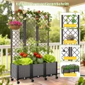 SUNYRISY Hochbeet mit Rankgitter, Blumenkasten mit Rankhilfe und Rollenrad, 3 Stück Garten Planter Box mit Rädern und Sichtschutz, Selbstbewässerung Pflanzkasten Pflanzkübel für Kletterpflanzen - Thumbnail 6