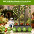 SUNYRISY Hochbeet mit Rankgitter, Blumenkasten mit Rankhilfe und Rollenrad, 3 Stück Garten Planter Box mit Rädern und Sichtschutz, Selbstbewässerung Pflanzkasten Pflanzkübel für Kletterpflanzen - Thumbnail 5