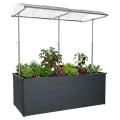 Beckmann Aluminium-Hochbeet Erntewunder – 201x91x75,5 cm – Anthrazit – Mit Schutzdach für Pflanzen – Rostfrei & Witterungsbeständig – Inkl. integrierter Schneckensperre – Ergonomische Arbeitshöhe - Thumbnail 1