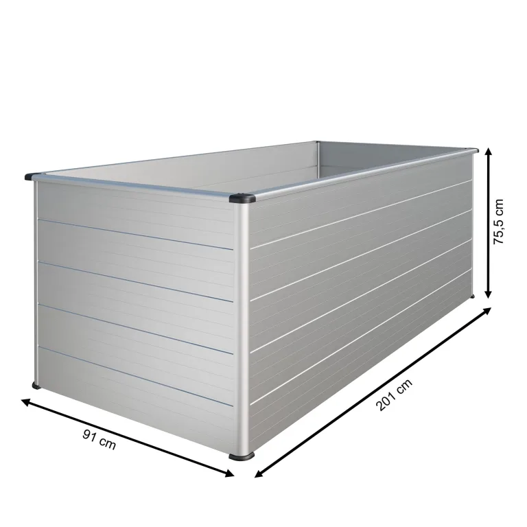 Beckmann Aluminium Hochbeet mit Schneckenschutz 201x91x75,5 cm – Modell Erntewunder Aluminium Natur – Rostfreies Alu-Hochbeet, witterungsbeständig – Made in Germany – Bild 4