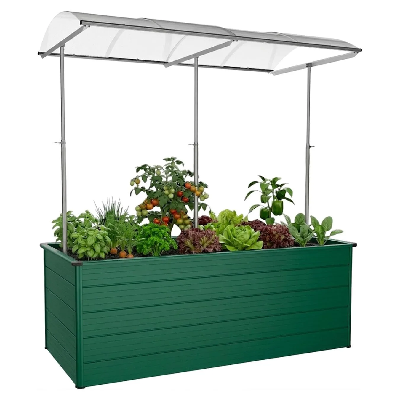 Beckmann Aluminium-Hochbeet Erntewunder – 201x91x75,5 cm – Grün – Mit Schutdach für Pflanzen – Rostfrei & Witterungsbeständig – Inkl. integrierter Schneckensperre – Ergonomische Arbeitshöhe - Bild 1