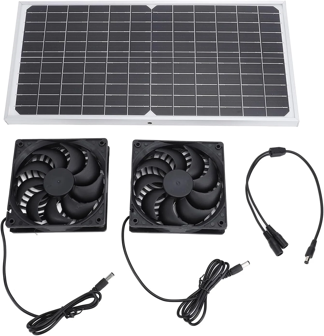 16 W solarbetriebenes Abluftventilator-Set mit monokristallinem Silizium-Panel, duales Belüftungssystem für Hühnerstall, Gewächshaus, Haustierhaus, ABS-Kunststoff, 40,5 x 2 - Bild 1