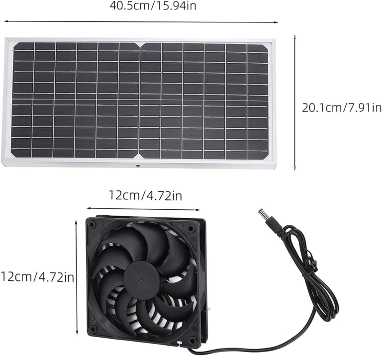 16 W solarbetriebenes Abluftventilator-Set mit monokristallinem Silizium-Panel, duales Belüftungssystem für Hühnerstall, Gewächshaus, Haustierhaus, ABS-Kunststoff, 40,5 x 2 – Bild 7