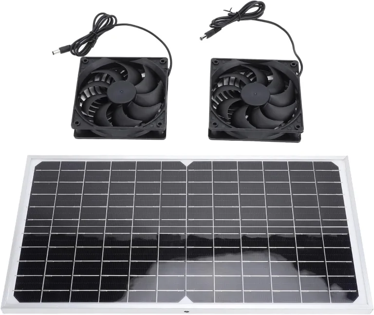 16 W solarbetriebenes Abluftventilator-Set mit monokristallinem Silizium-Panel, duales Belüftungssystem für Hühnerstall, Gewächshaus, Haustierhaus, ABS-Kunststoff, 40,5 x 2 – Bild 3