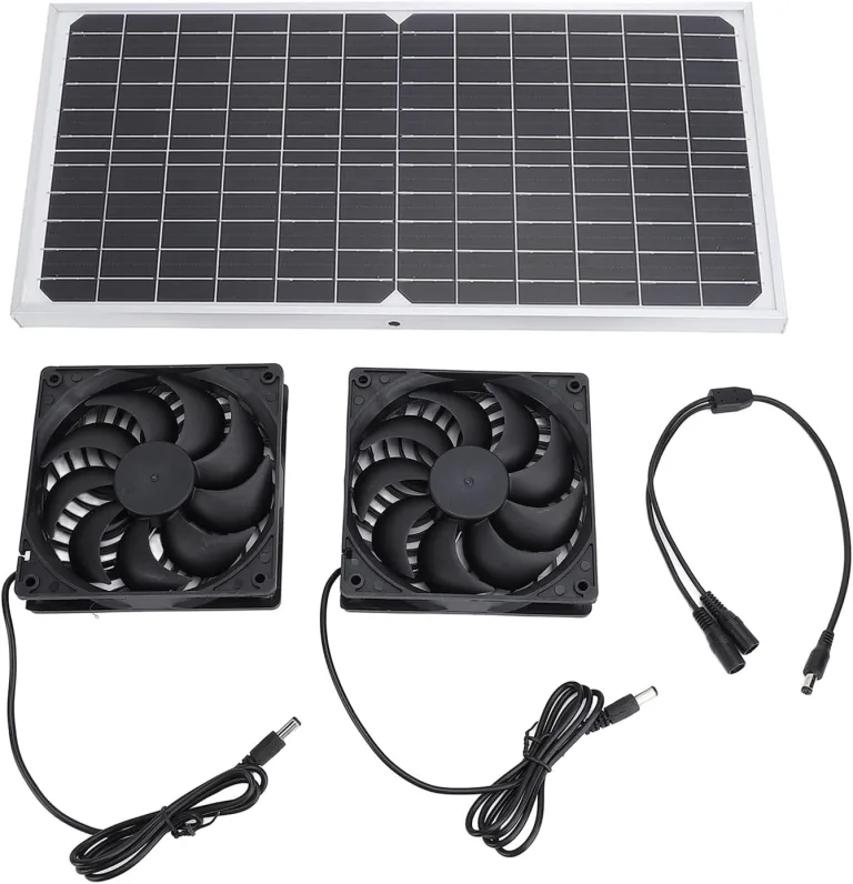 16 W solarbetriebenes Abluftventilator-Set mit monokristallinem Silizium-Panel, duales Belüftungssystem für Hühnerstall, Gewächshaus, Haustierhaus, ABS-Kunststoff, 40,5 x 2 – Bild 1