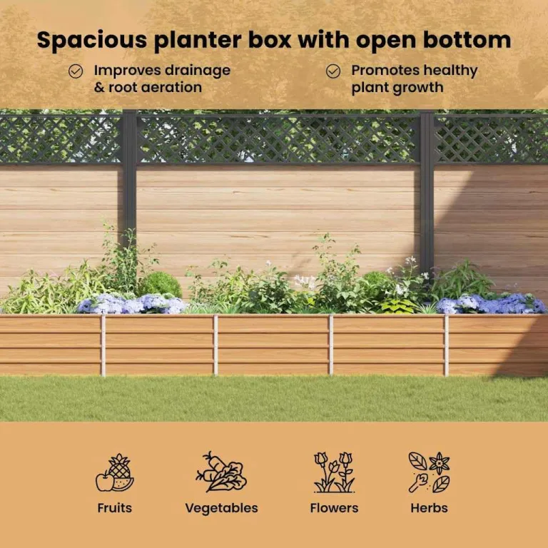 vidaXL Hochbeet Hellbraun 600 x 80 x 45 cm Verzinkter Stahl, Garten und Terrasse, Stabiler Metall-Wannen-Kübel, Hochbeet, Pflanzenbox für Outdoor-Kräuter und Blumen – Bild 6