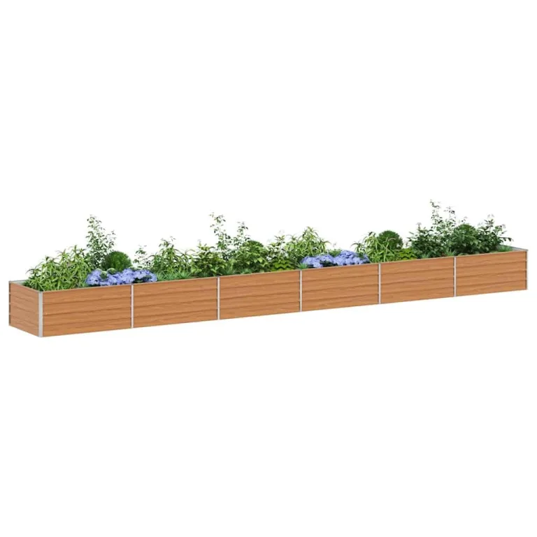 vidaXL Hochbeet Hellbraun 600 x 80 x 45 cm Verzinkter Stahl, Garten und Terrasse, Stabiler Metall-Wannen-Kübel, Hochbeet, Pflanzenbox für Outdoor-Kräuter und Blumen – Bild 1