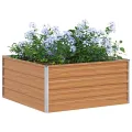 vidaXL Hochbeet Hellbraun 600 x 80 x 45 cm Verzinkter Stahl, Garten und Terrasse, Stabiler Metall-Wannen-Kübel, Hochbeet, Pflanzenbox für Outdoor-Kräuter und Blumen - Thumbnail 10