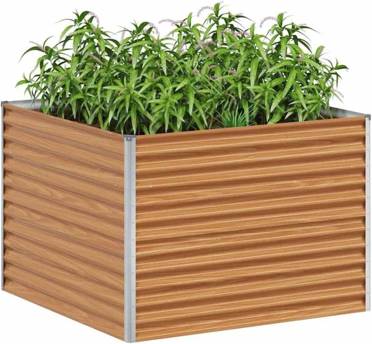 vidaXL Hochbeet Hellbraun 98 x 100 x 68 cm Verzinkter Stahl, Garten & Terrasse, Industriedesign Blumenkasten, Hochbeet für Urban, Moderne Gartenlösungen, robust gebaut – Bild 2