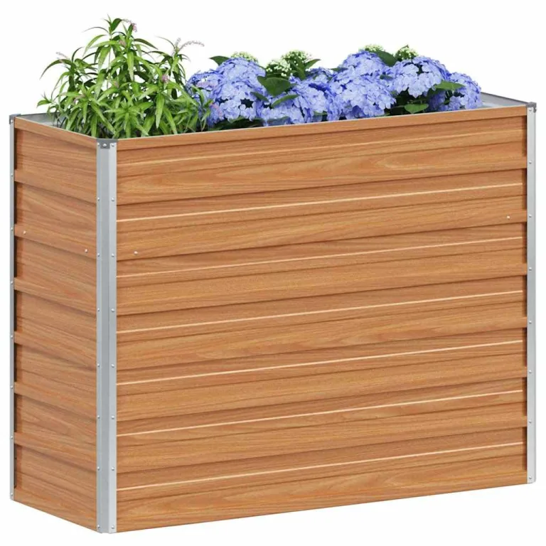 vidaXL Hochbeet Hellbraun 100 x 40 x 77 cm Verzinkter Stahl, Garten und Terrasse, Stabiler Metall-Wannen-Kübel, Hochbeet, Pflanzenbox für Outdoor-Kräuter und Blumen – Bild 1