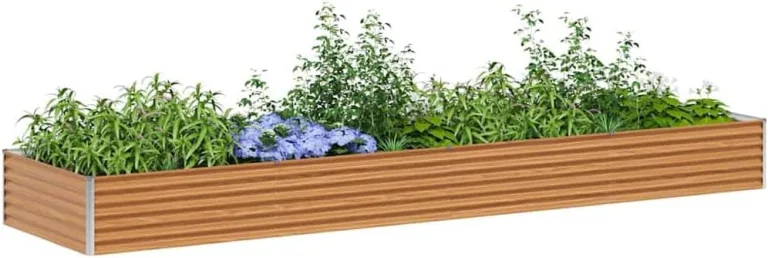vidaXL Hochbeet Hellbraun 390 x 100 x 36 cm Verzinkter Stahl, Garten & Terrasse, Industriedesign Blumenkasten, Hochbeet für Urban, Moderne Gartenlösungen, robust gebaut – Bild 1