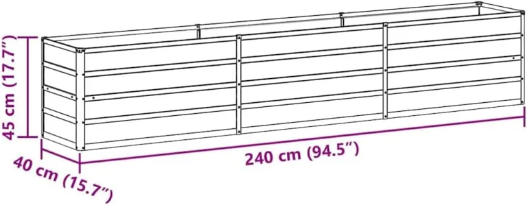 vidaXL Hochbeet Hellbraun 240 x 40 x 45 cm Verzinkter Stahl, Garten- und Terrassendesigns, urbaner Stil, robuste Möbel für draußen, Coole und praktische Lösungen – Bild 4