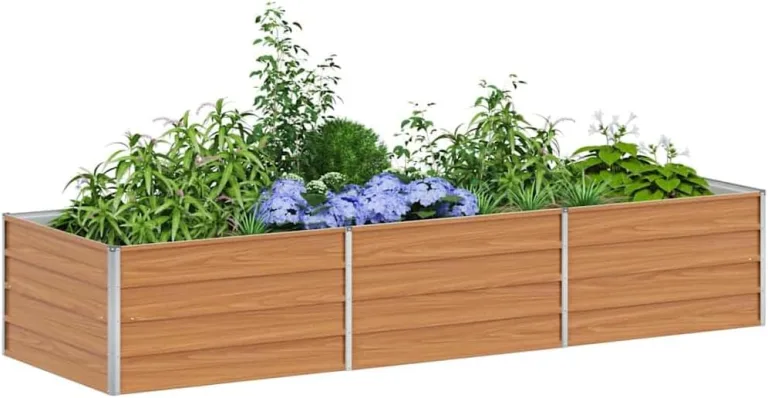 vidaXL Hochbeet Hellbraun 240 x 80 x 45 cm Verzinkter Stahl, Garten- und Terrassendesigns, urbaner Stil, robuste Möbel für draußen, Coole und praktische Lösungen – Bild 1