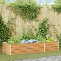 vidaXL Hochbeet Hellbraun 240 x 80 x 45 cm Verzinkter Stahl, Garten- und Terrassendesigns, urbaner Stil, robuste Möbel für draußen, Coole und praktische Lösungen - Thumbnail 3