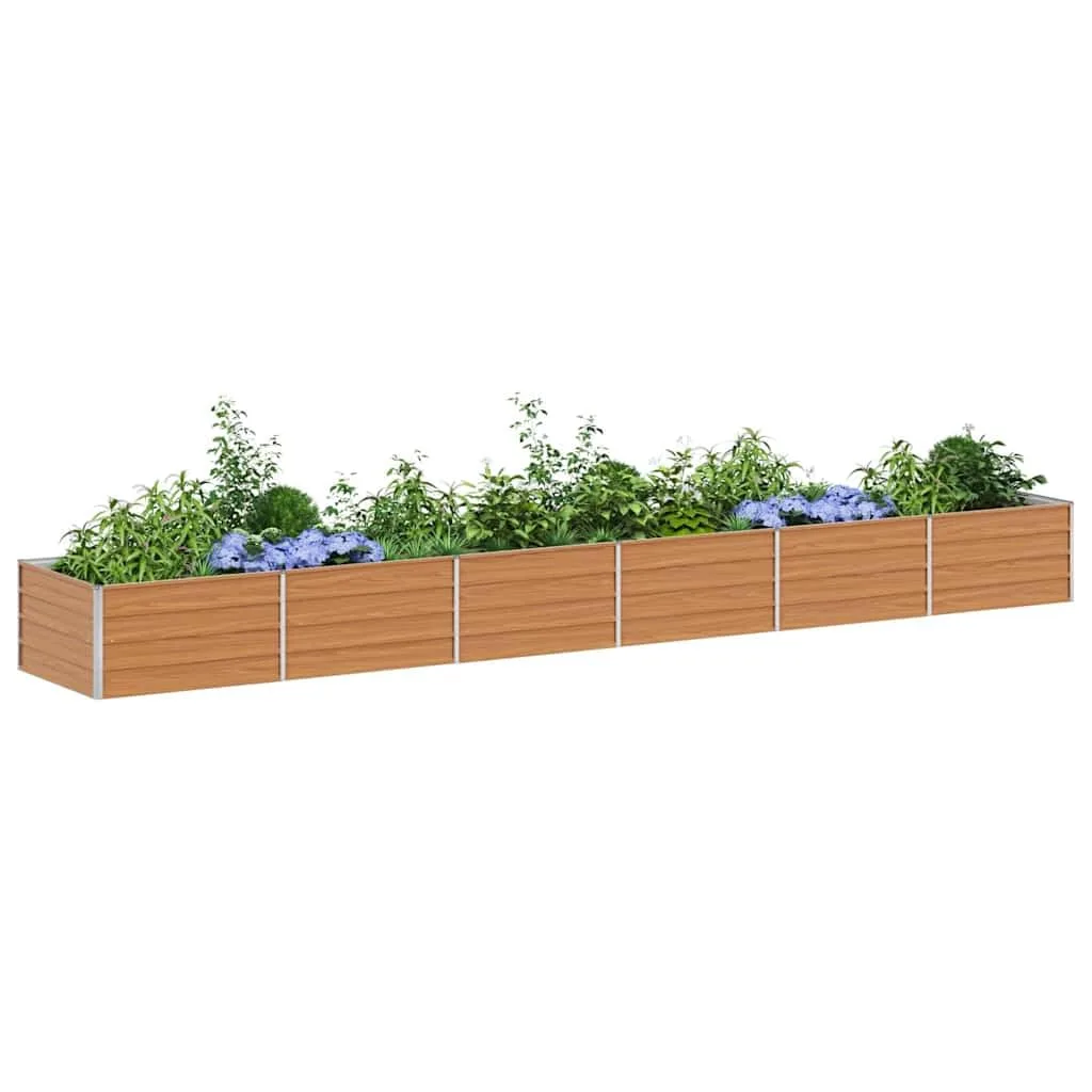 vidaXL Hochbeet Hellbraun 480 x 80 x 45 cm Verzinkter Stahl, Garten und Terrasse, Stabiler Metall-Wannen-Kübel, Hochbeet, Pflanzenbox für Outdoor-Kräuter und Blumen - Bild 1